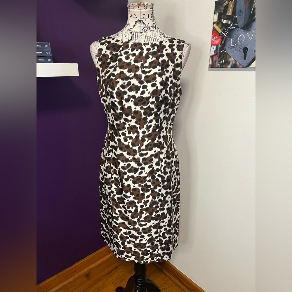 Ann Taylor Sleeveless Silk Animal Print Dress